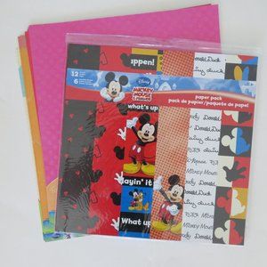 Mickey Mouse & Friends 24 Scrapbook Paper  12 Sheets Card Stock 12x12